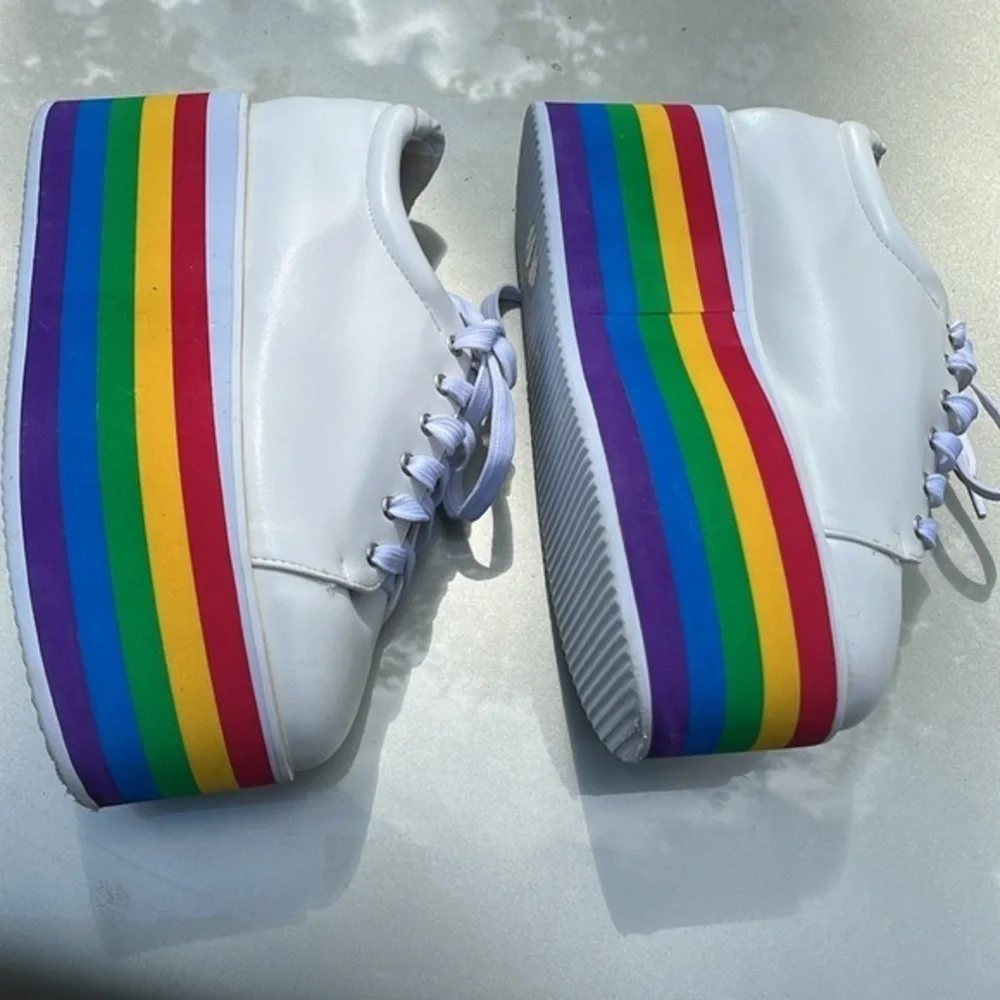 Rainbow shoes pride LGBQT platforms‎ shoes lace women’s size 7